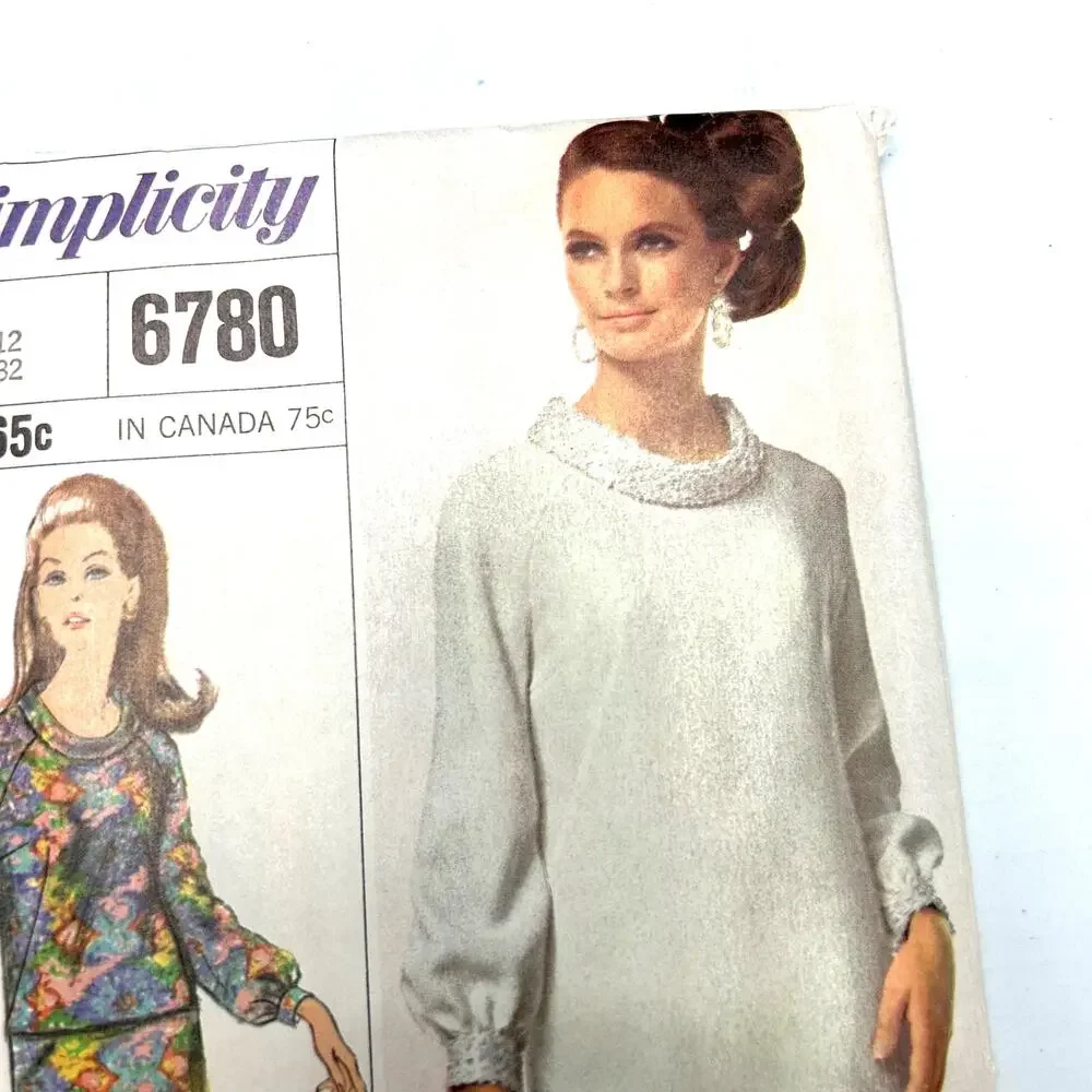 Simplicity Vintage 1960's Pattern #6780 Misses One or Two Pice Dress Size‎ 12